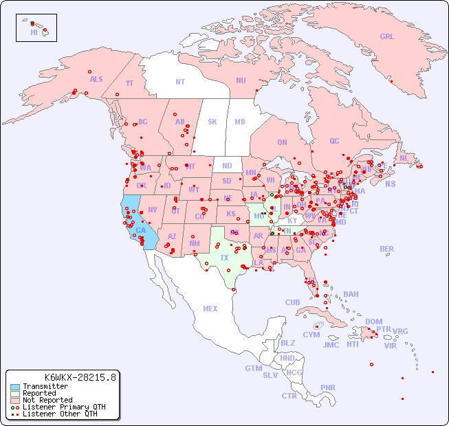 North American Reception Map for K6WKX-28215.8
