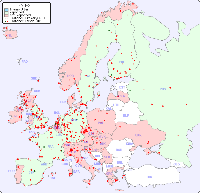 European Reception Map for YYU-341