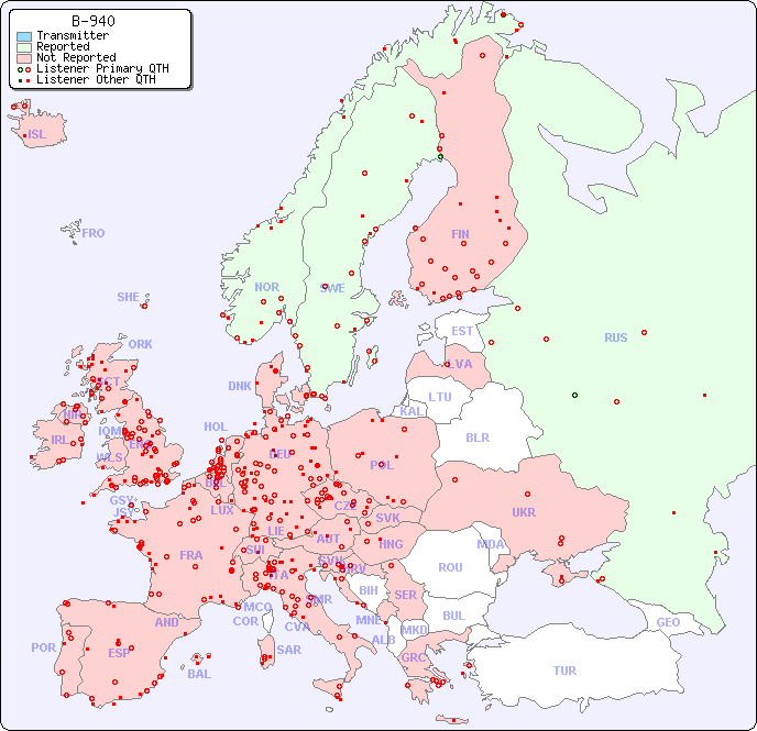 European Reception Map for B-940