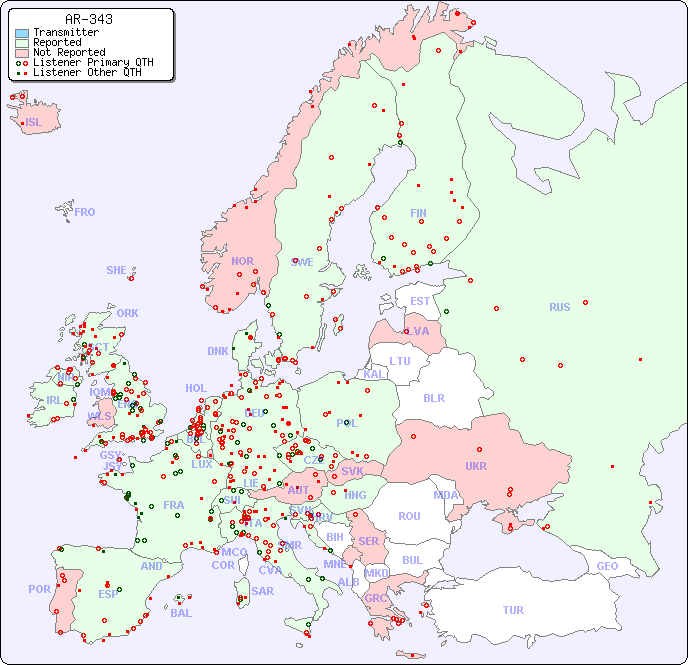 European Reception Map for AR-343