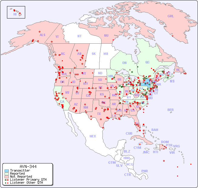 North American Reception Map for AVN-344