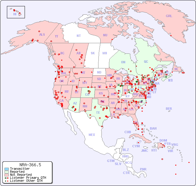 North American Reception Map for NRA-366.5