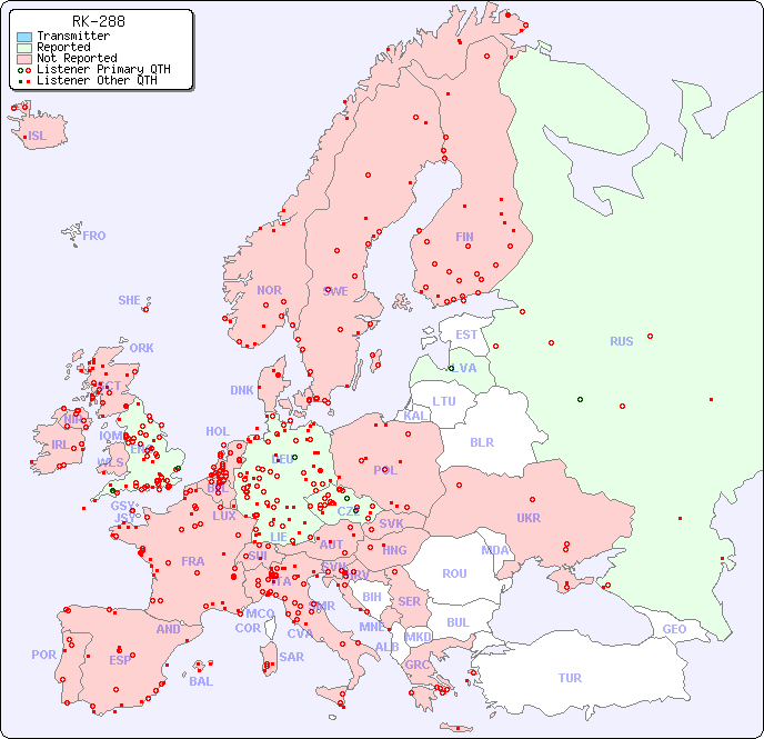 European Reception Map for RK-288