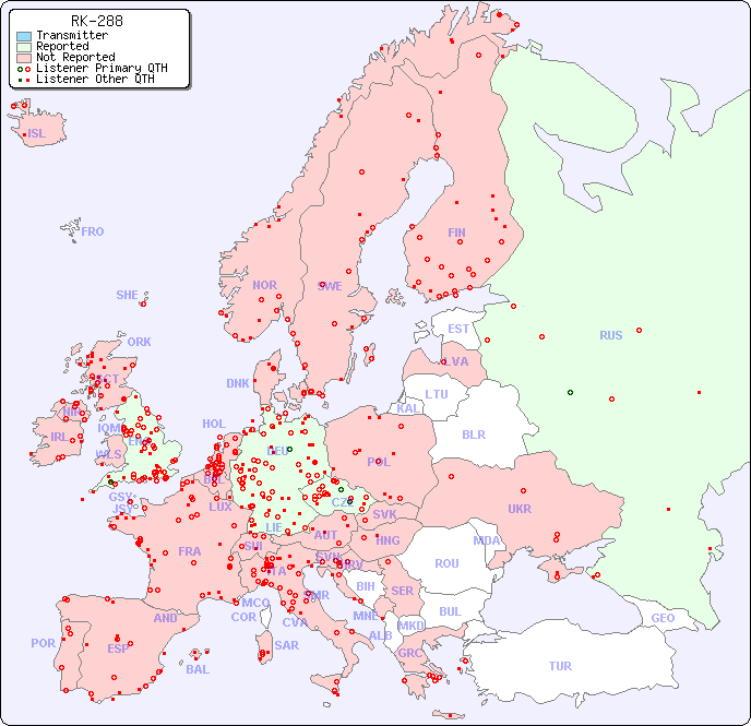 European Reception Map for RK-288