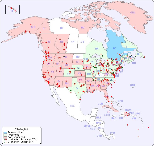 North American Reception Map for YGV-344
