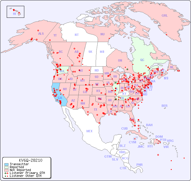 North American Reception Map for KV6Q-28210