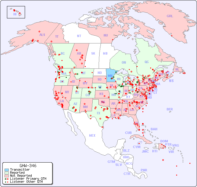 North American Reception Map for GHW-346