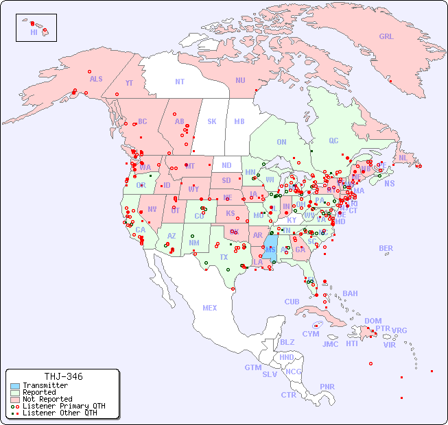 North American Reception Map for THJ-346