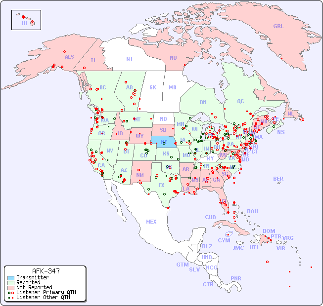 North American Reception Map for AFK-347