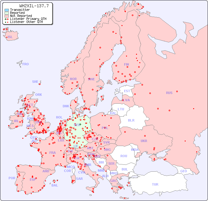 European Reception Map for WH2XIL-137.7