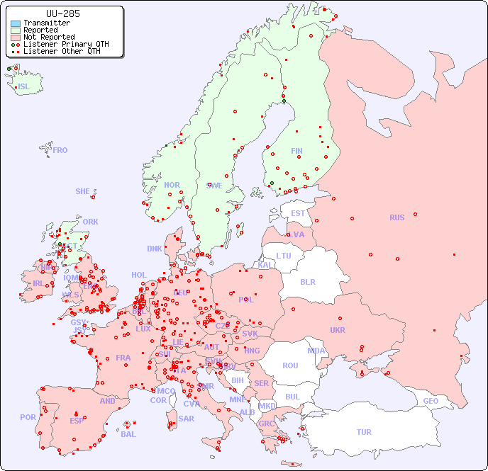 European Reception Map for UU-285