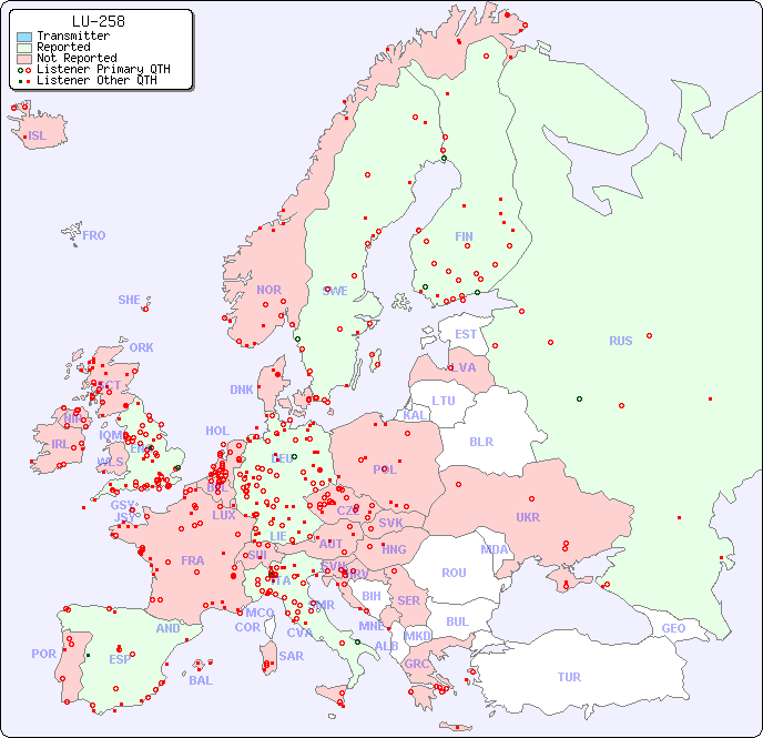 European Reception Map for LU-258