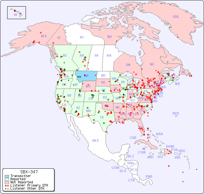 North American Reception Map for SBX-347