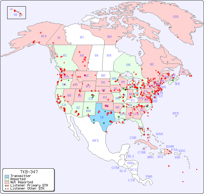 North American Reception Map for TKB-347