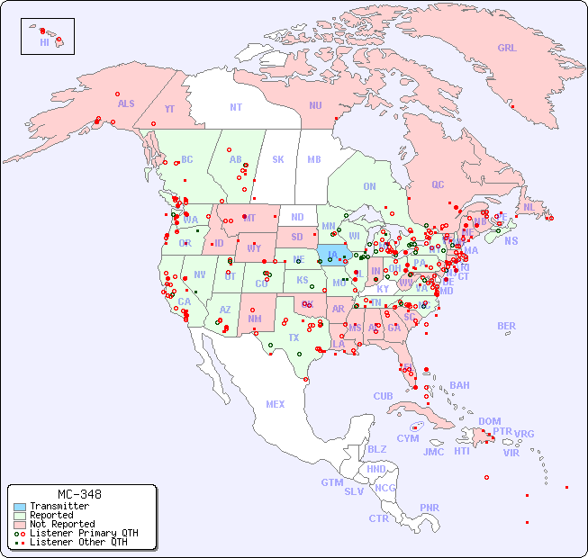North American Reception Map for MC-348