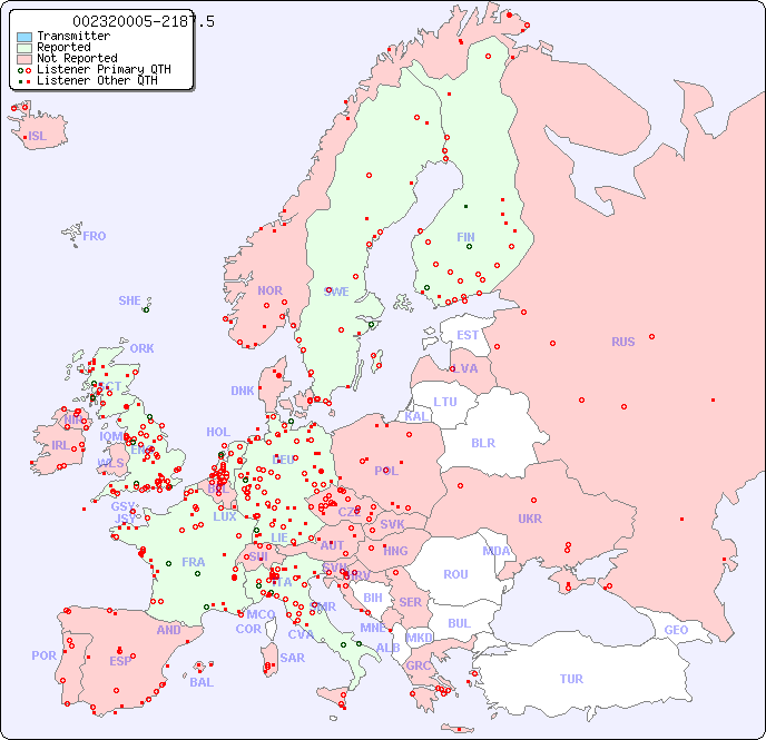 European Reception Map for 002320005-2187.5