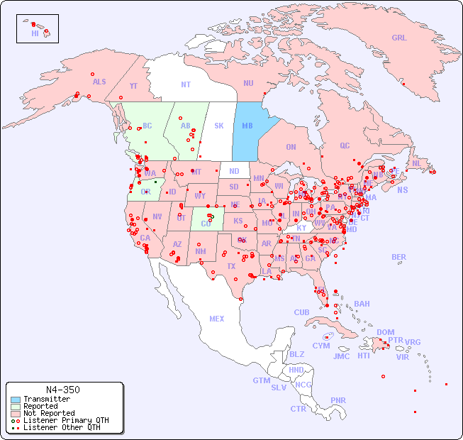 North American Reception Map for N4-350