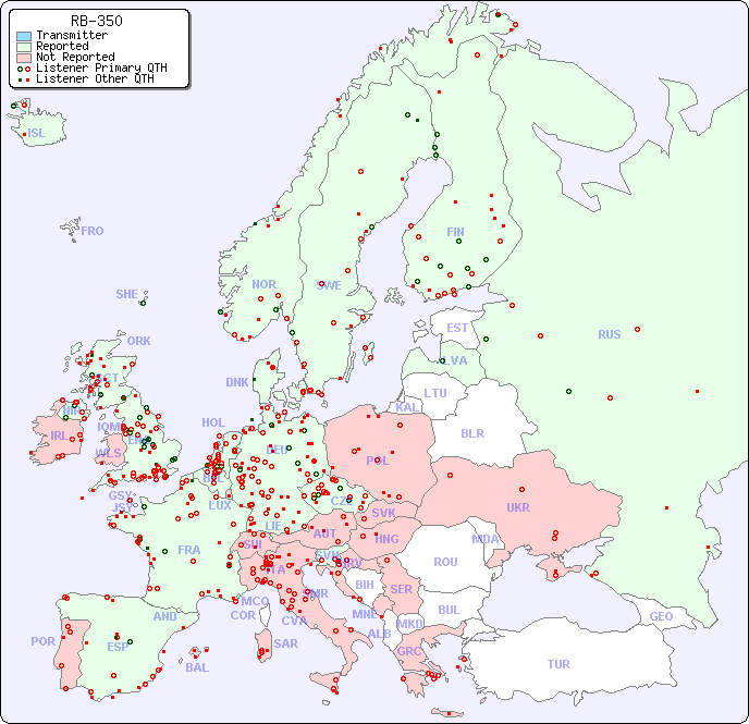 European Reception Map for RB-350