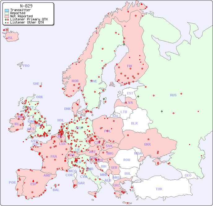 European Reception Map for N-829
