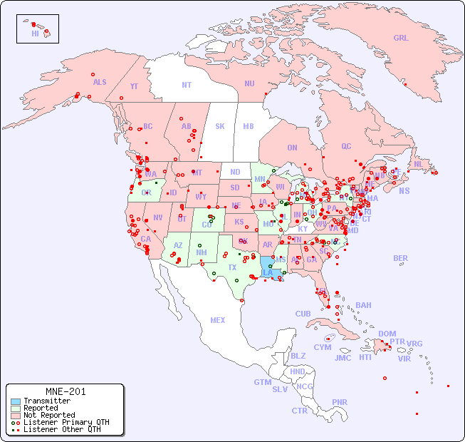 North American Reception Map for MNE-201