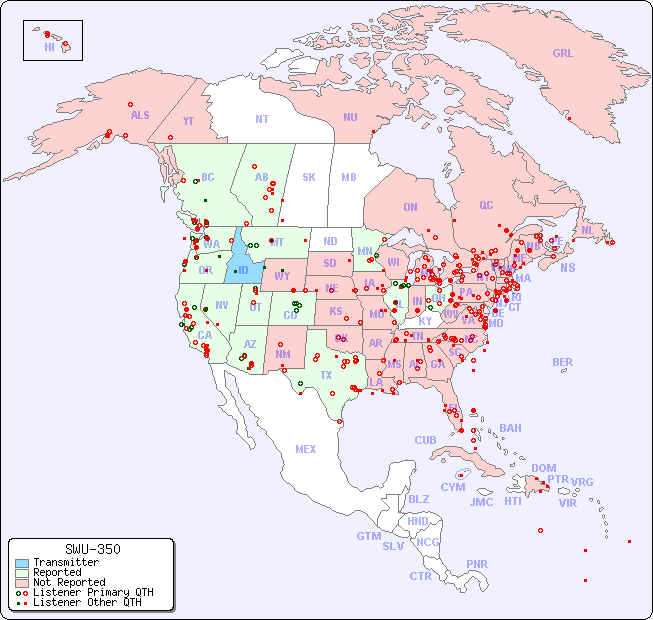 North American Reception Map for SWU-350