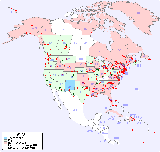 North American Reception Map for AE-351