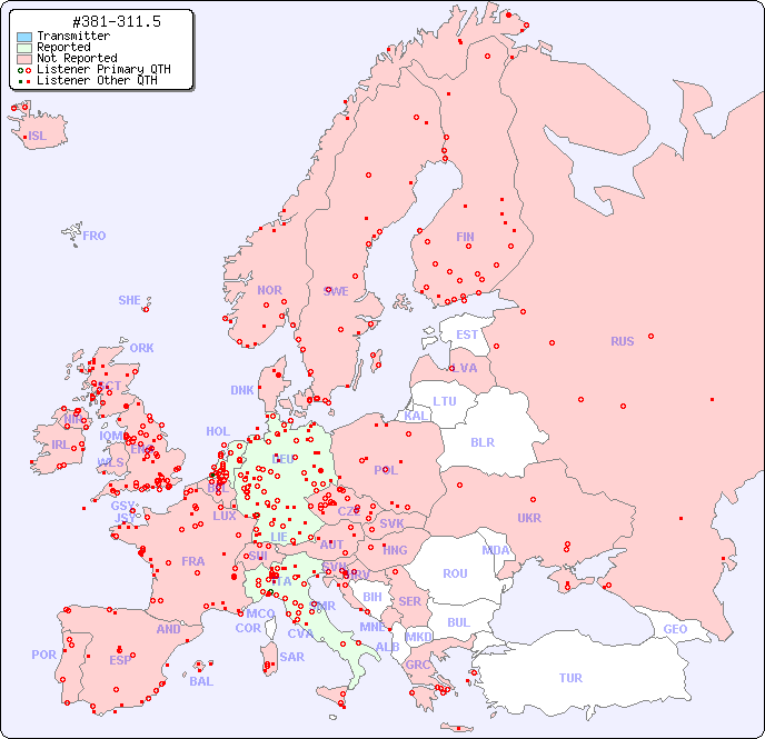 European Reception Map for #381-311.5