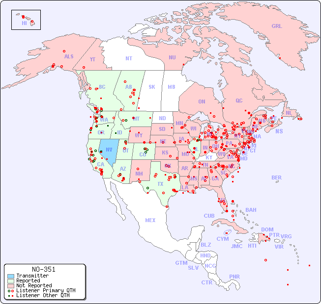 North American Reception Map for NO-351