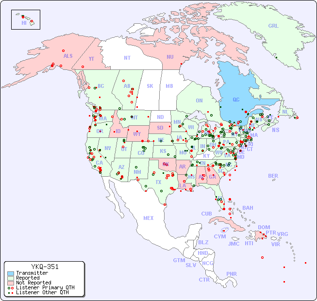 North American Reception Map for YKQ-351