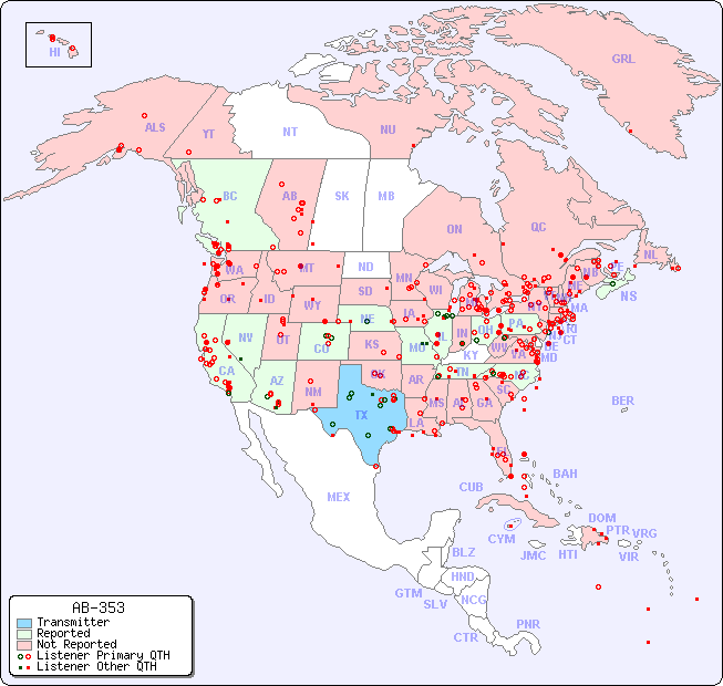 North American Reception Map for AB-353