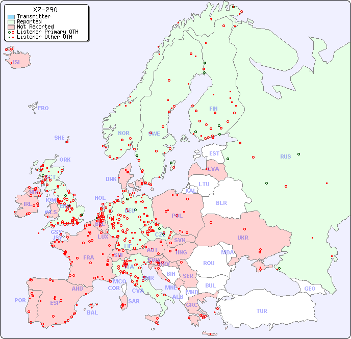 European Reception Map for XZ-290