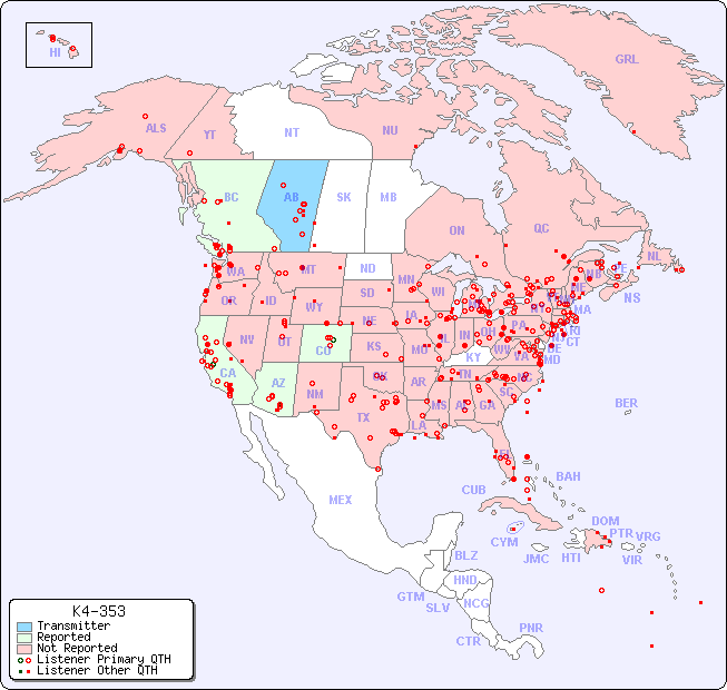 North American Reception Map for K4-353