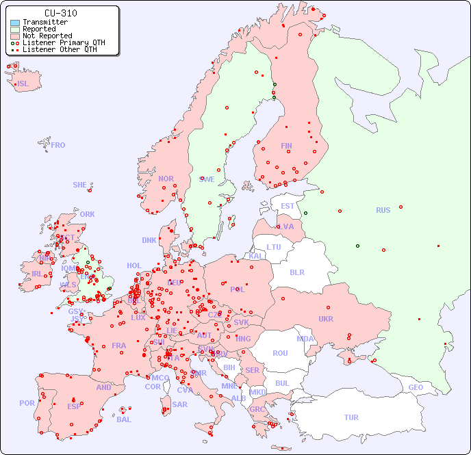 European Reception Map for CU-310