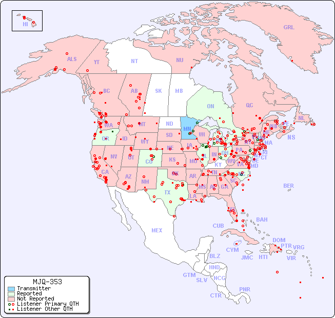 North American Reception Map for MJQ-353
