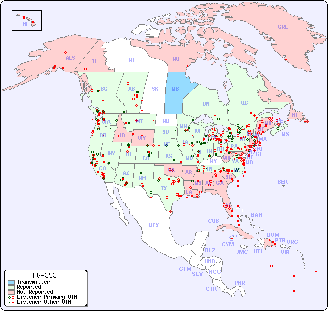 North American Reception Map for PG-353