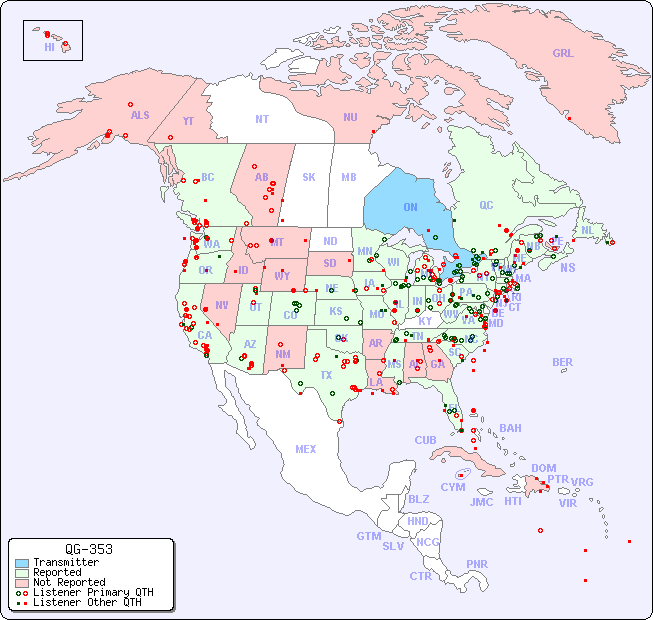 North American Reception Map for QG-353