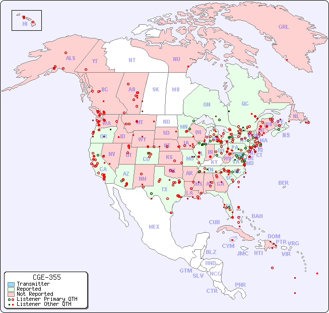 North American Reception Map for CGE-355