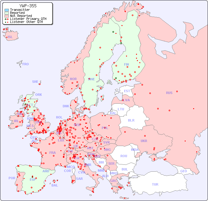 European Reception Map for YWP-355