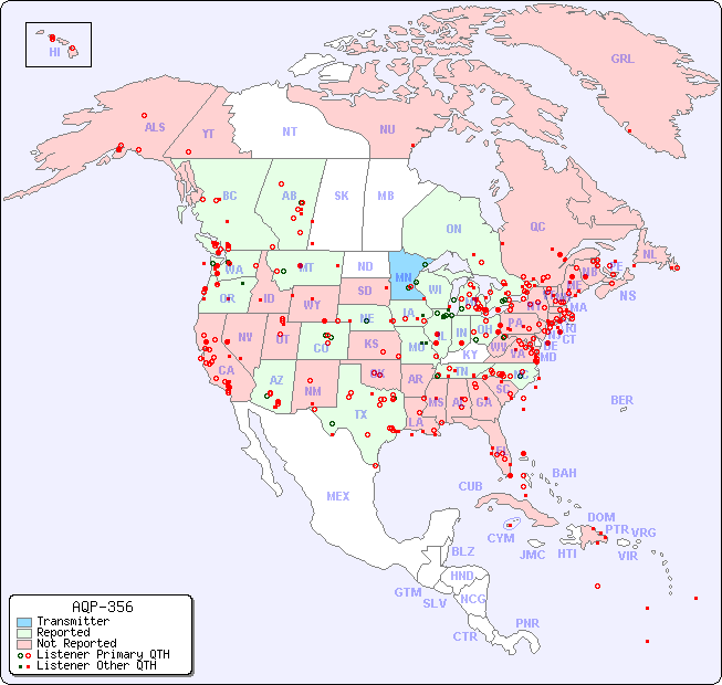 North American Reception Map for AQP-356