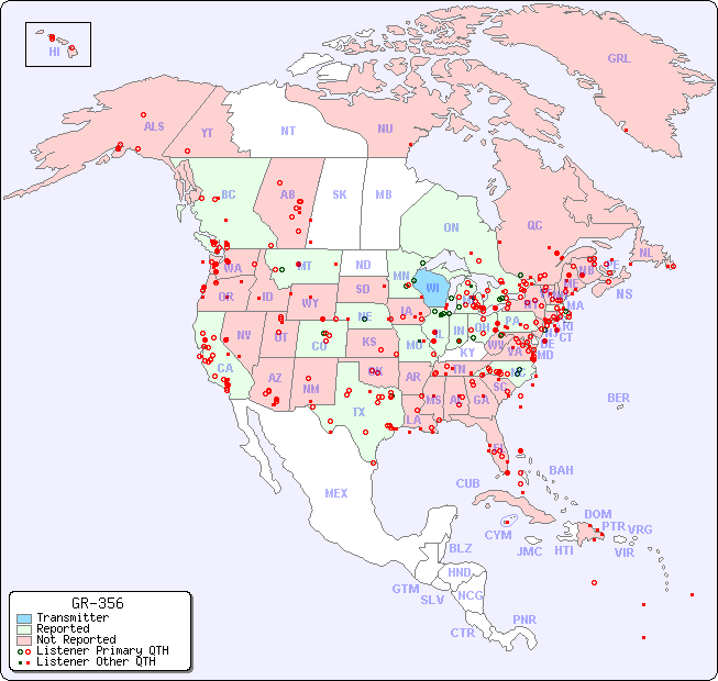 North American Reception Map for GR-356