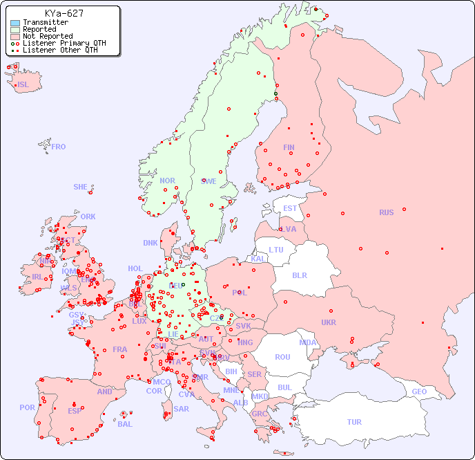 European Reception Map for KYa-627