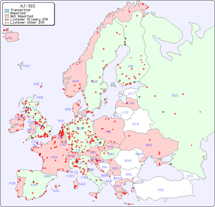 European Reception Map for AJ-365