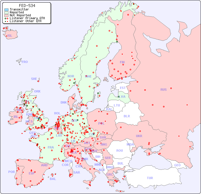 European Reception Map for FED-534