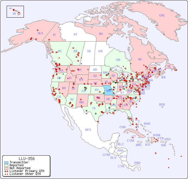 North American Reception Map for LLU-356