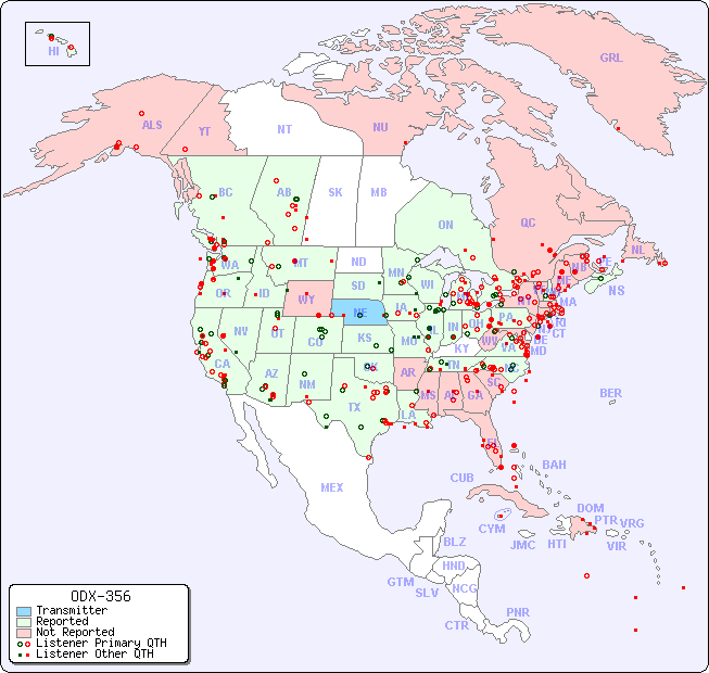 North American Reception Map for ODX-356