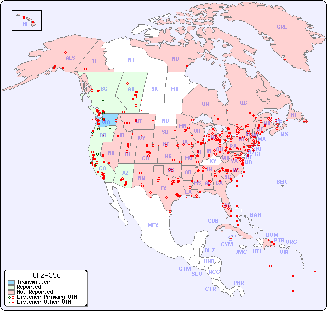 North American Reception Map for OPZ-356