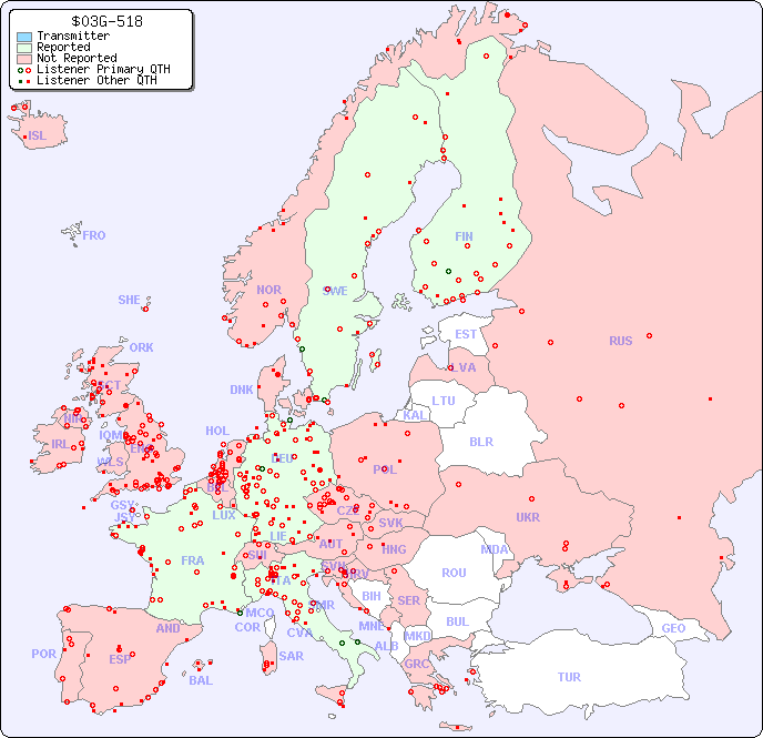 European Reception Map for $03G-518