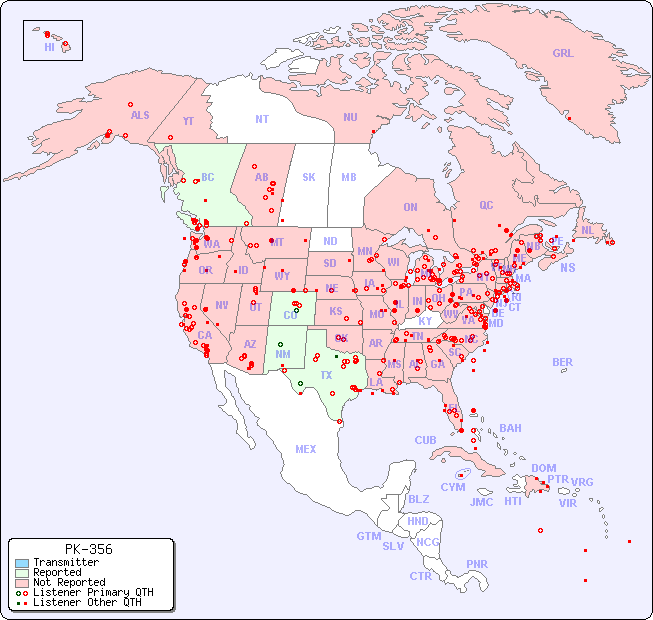 North American Reception Map for PK-356