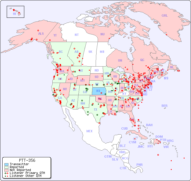North American Reception Map for PTT-356
