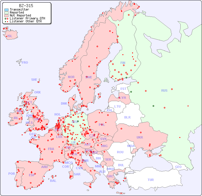 European Reception Map for BZ-315